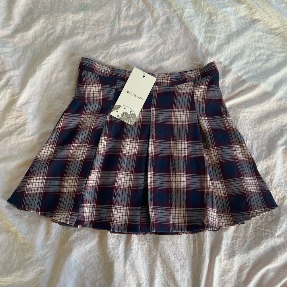 SO GFL Pleated Plaid Mini Skirt